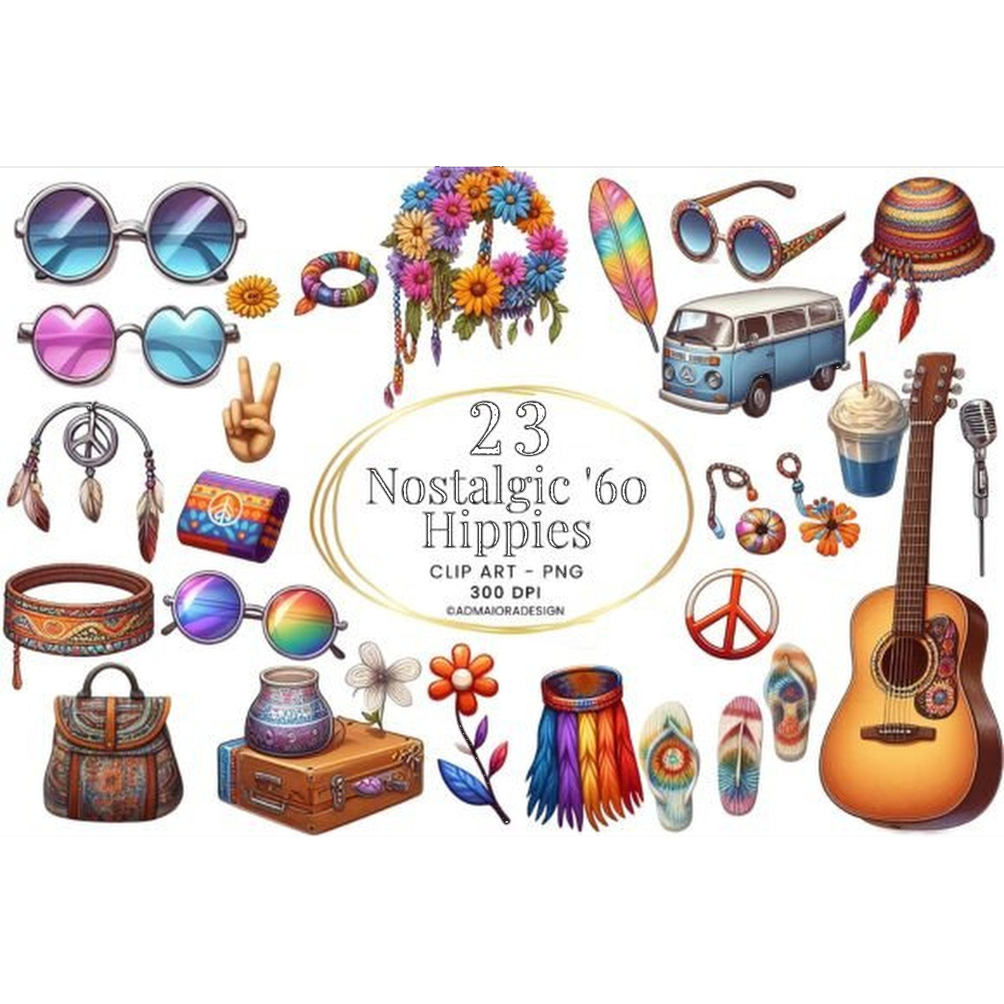 60s Hippies Clipart - CraftNest - Digital Crafting and Art