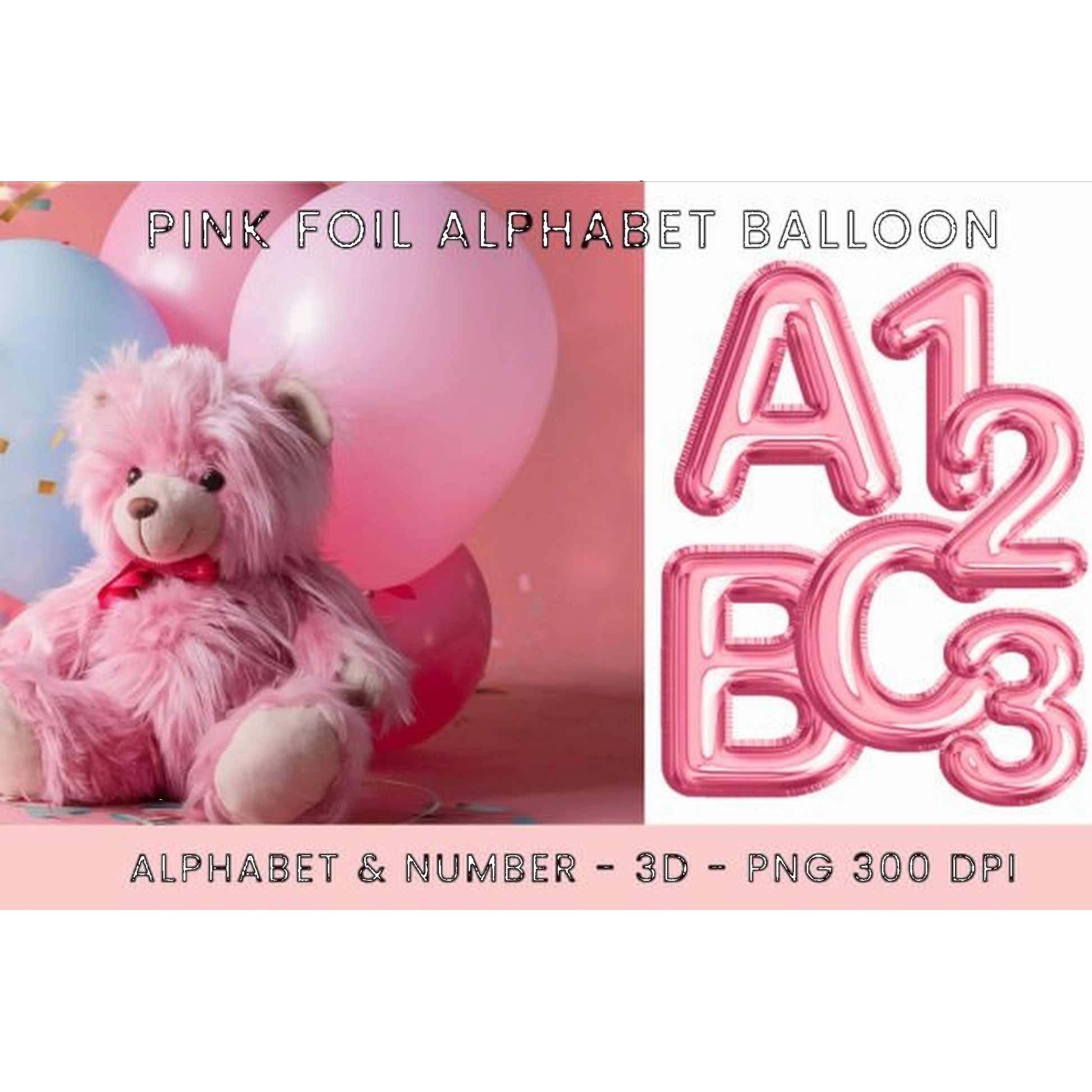 Pink Foil Alphabet Balloon Clipart - CraftNest - Digital Crafting and Art