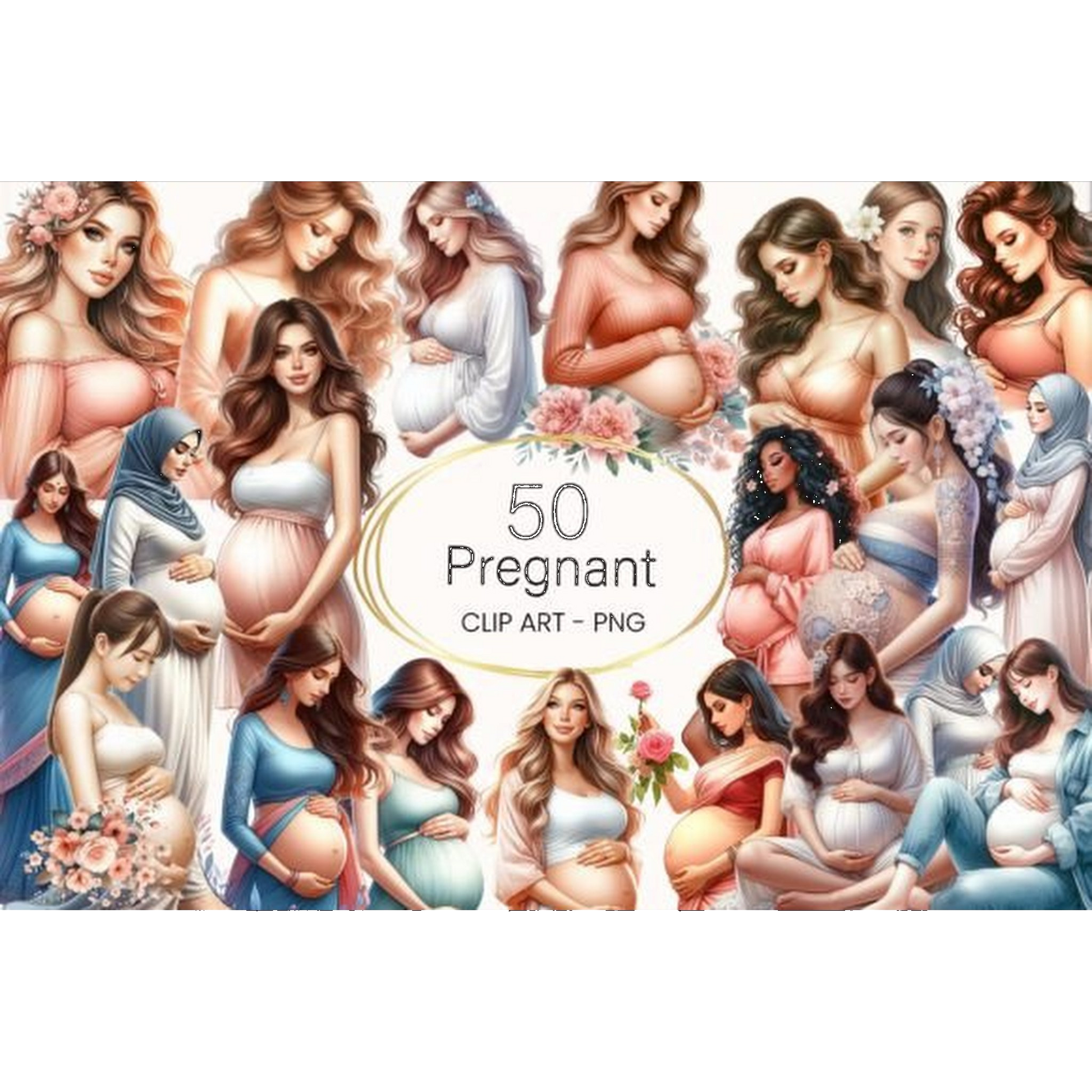 Watercolor Pregnant Woman Clipart - CraftNest - Digital Crafting and Art