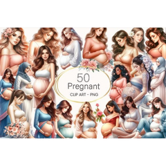 Watercolor Pregnant Woman Clipart - CraftNest - Digital Crafting and Art