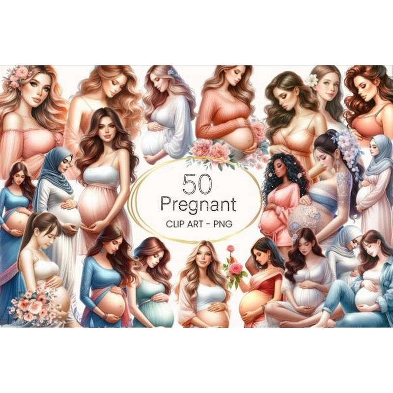 Watercolor Pregnant Woman Clipart - CraftNest - Digital Crafting and Art