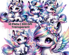 Rainbow and Crystals Baby Unicorn - CraftNest - Digital Crafting and Art