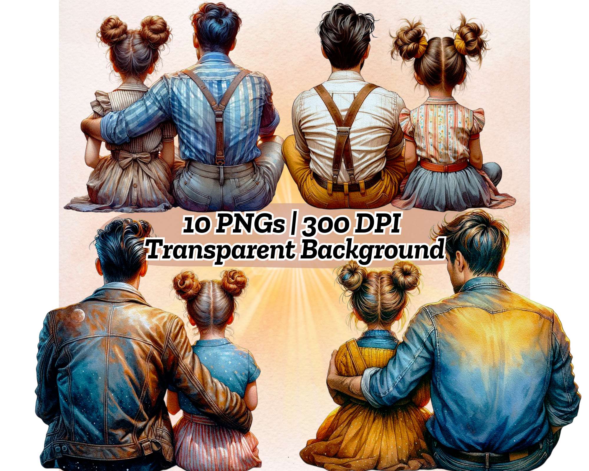 Retro Father and Daughter - CraftNest - Digital Crafting and Art