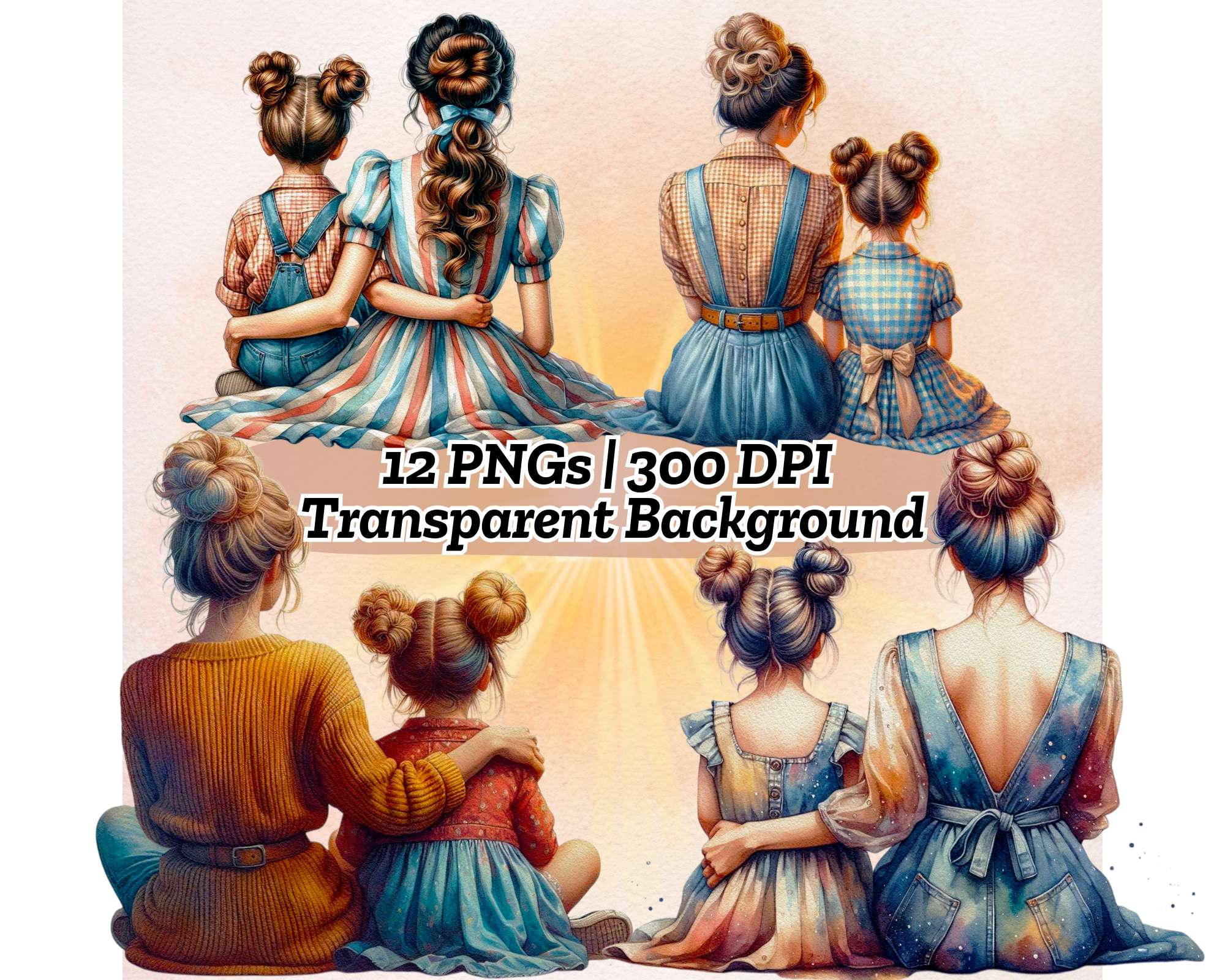 Retro Mother and Daughter - CraftNest - Digital Crafting and Art