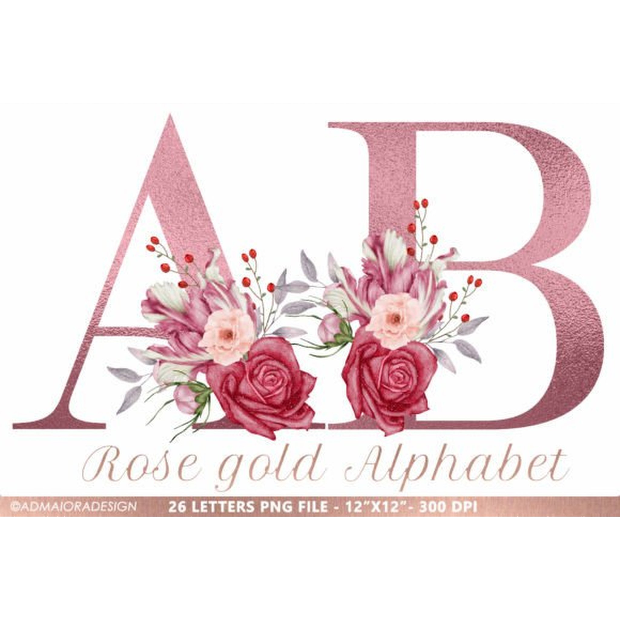 Rose Gold Alphabet Clipart - CraftNest - Digital Crafting and Art