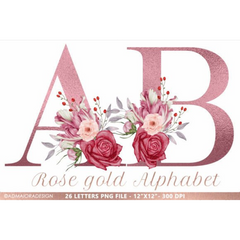 Rose Gold Alphabet Clipart - CraftNest - Digital Crafting and Art