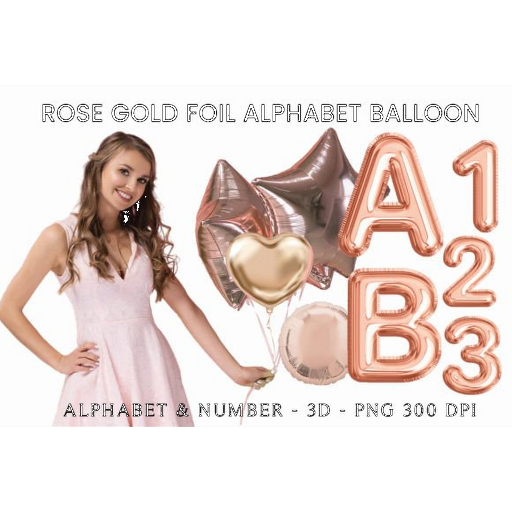 Rose Gold Foil Alphabet Balloon Clipart - CraftNest - Digital Crafting and Art