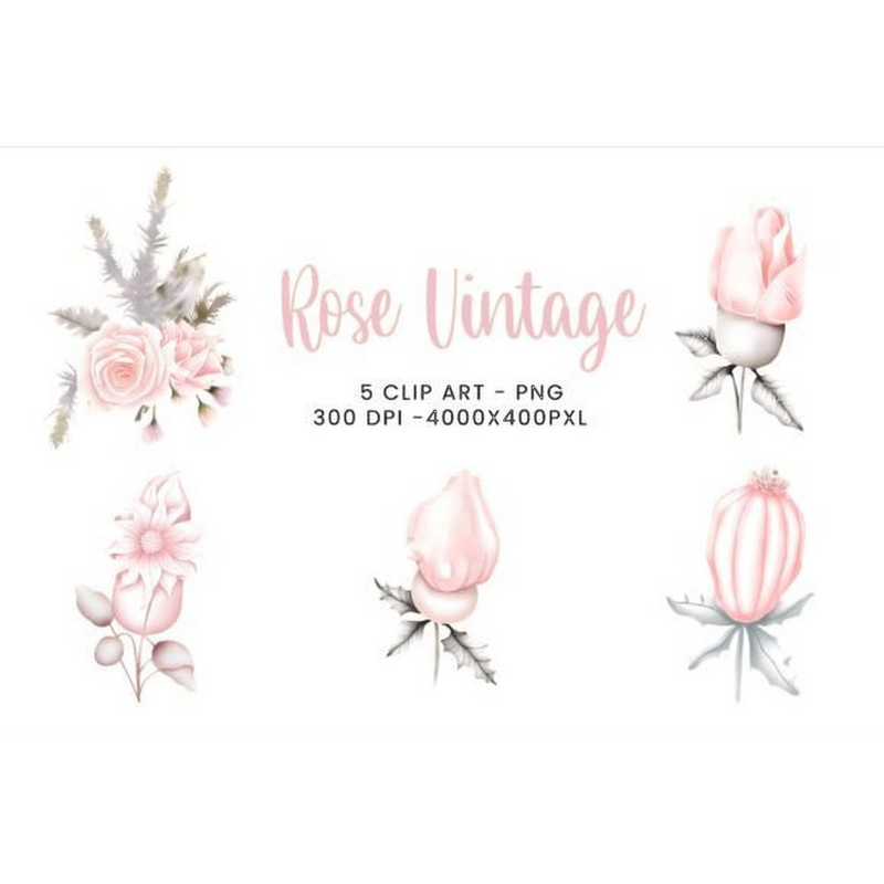 Vintage Rose Clipart - CraftNest - Digital Crafting and Art