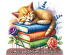Sleeping Cat on Books