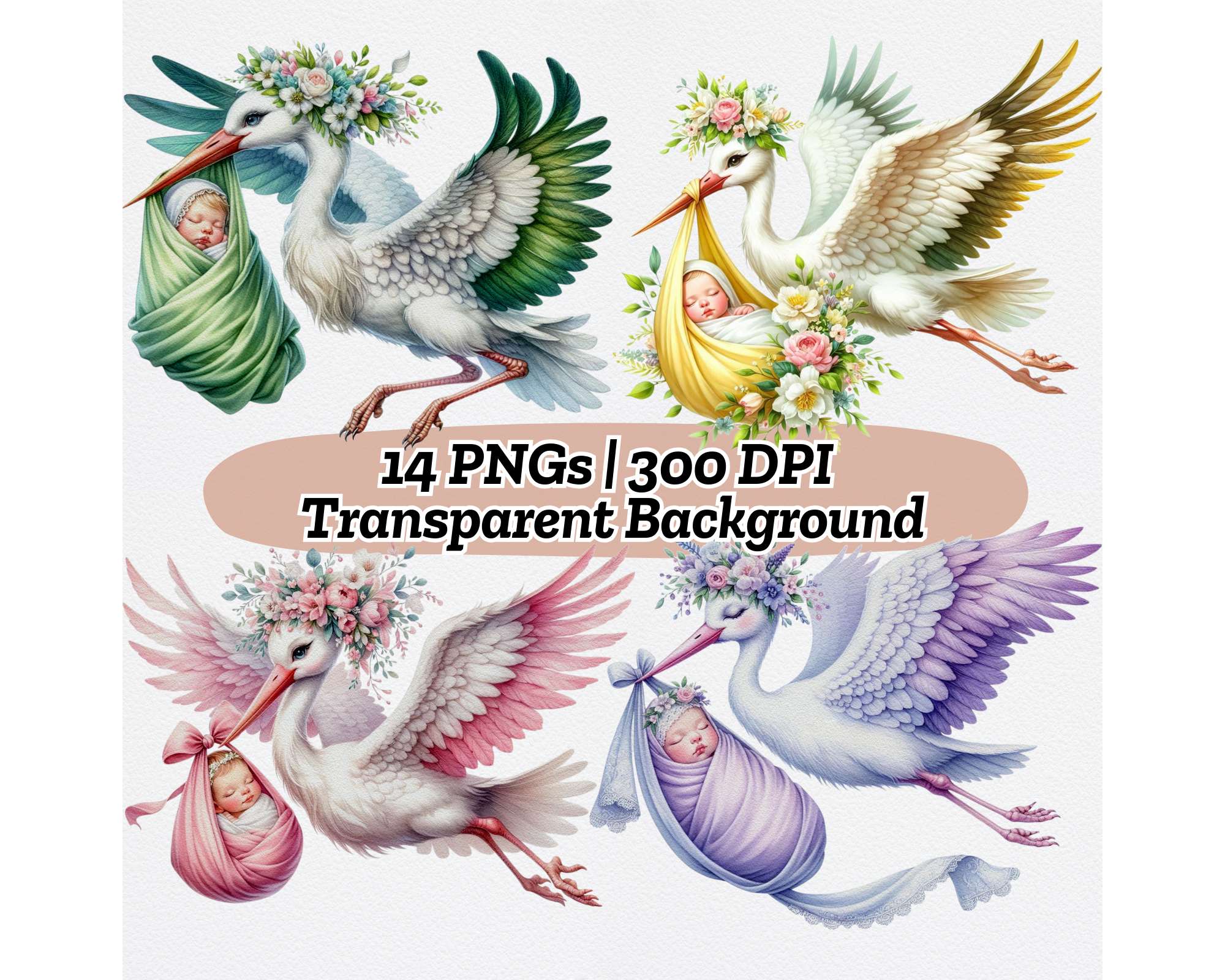 Stork with Baby - CraftNest - Digital Crafting and Art