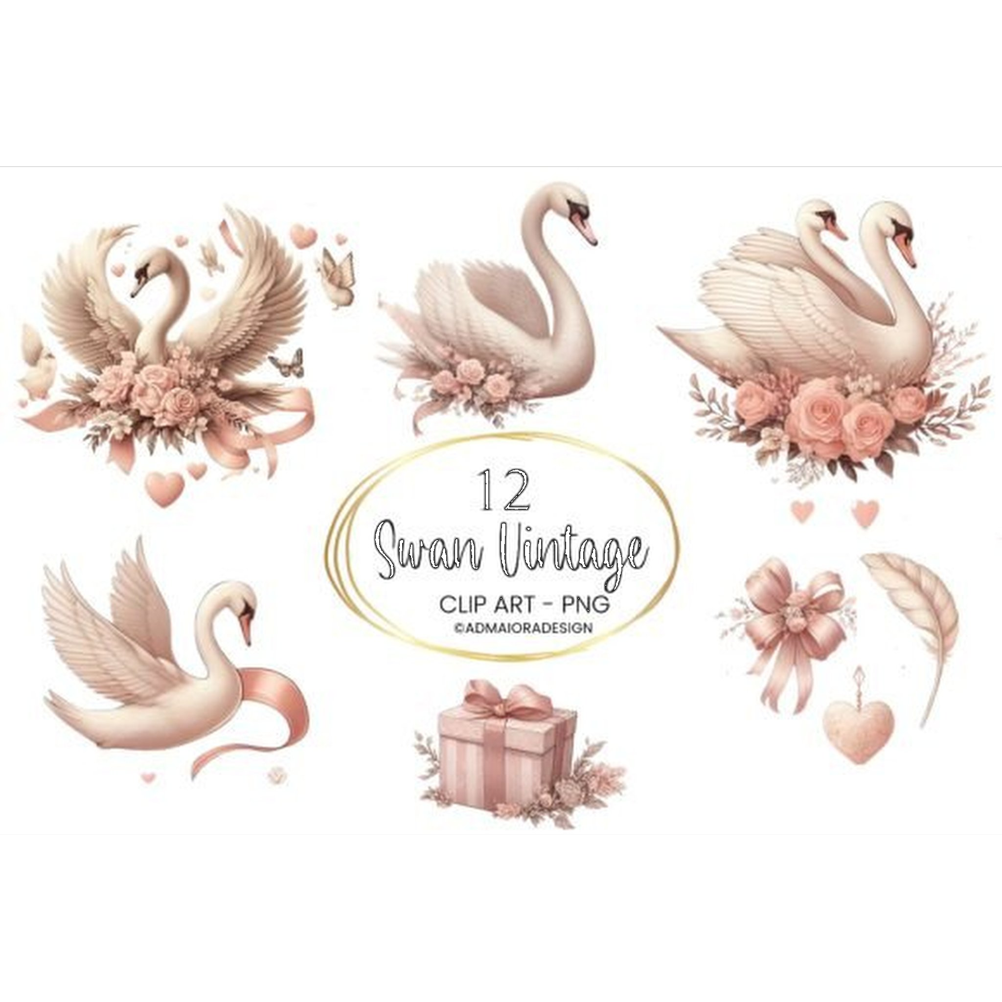 Swans Clipart - CraftNest - Digital Crafting and Art
