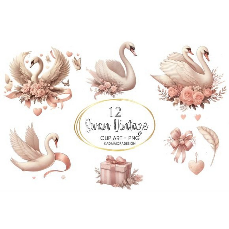 Swans Clipart - CraftNest - Digital Crafting and Art