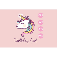 Unicorn Birthday Girl SVG - CraftNest - Digital Crafting and Art