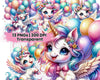 Unicorn with Pastel Balloons