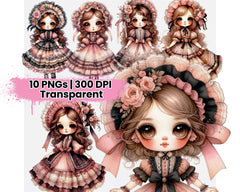 Vintage Pink and Black Doll - CraftNest - Digital Crafting and Art