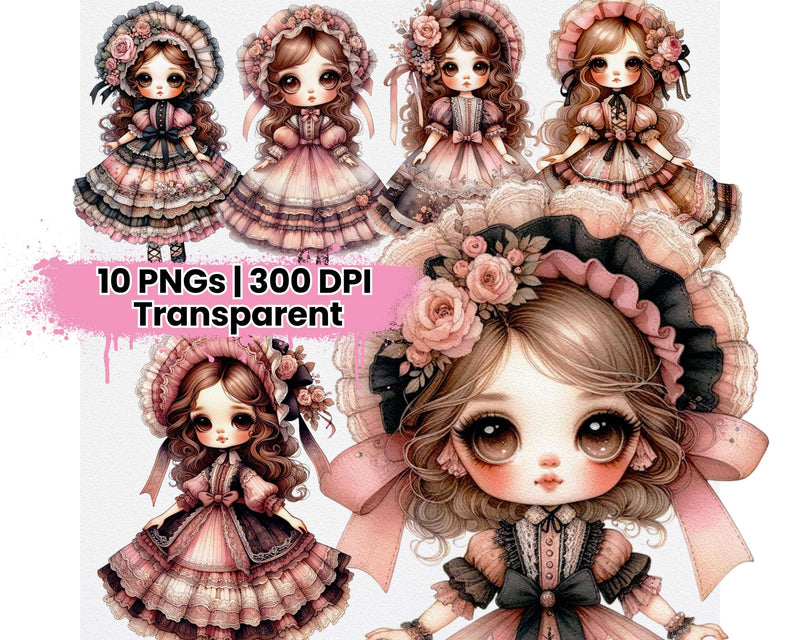 Vintage Pink and Black Doll - CraftNest - Digital Crafting and Art