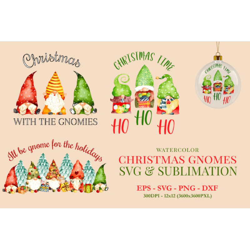 Watercolor Christmas Gnome SVG - CraftNest - Digital Crafting and Art