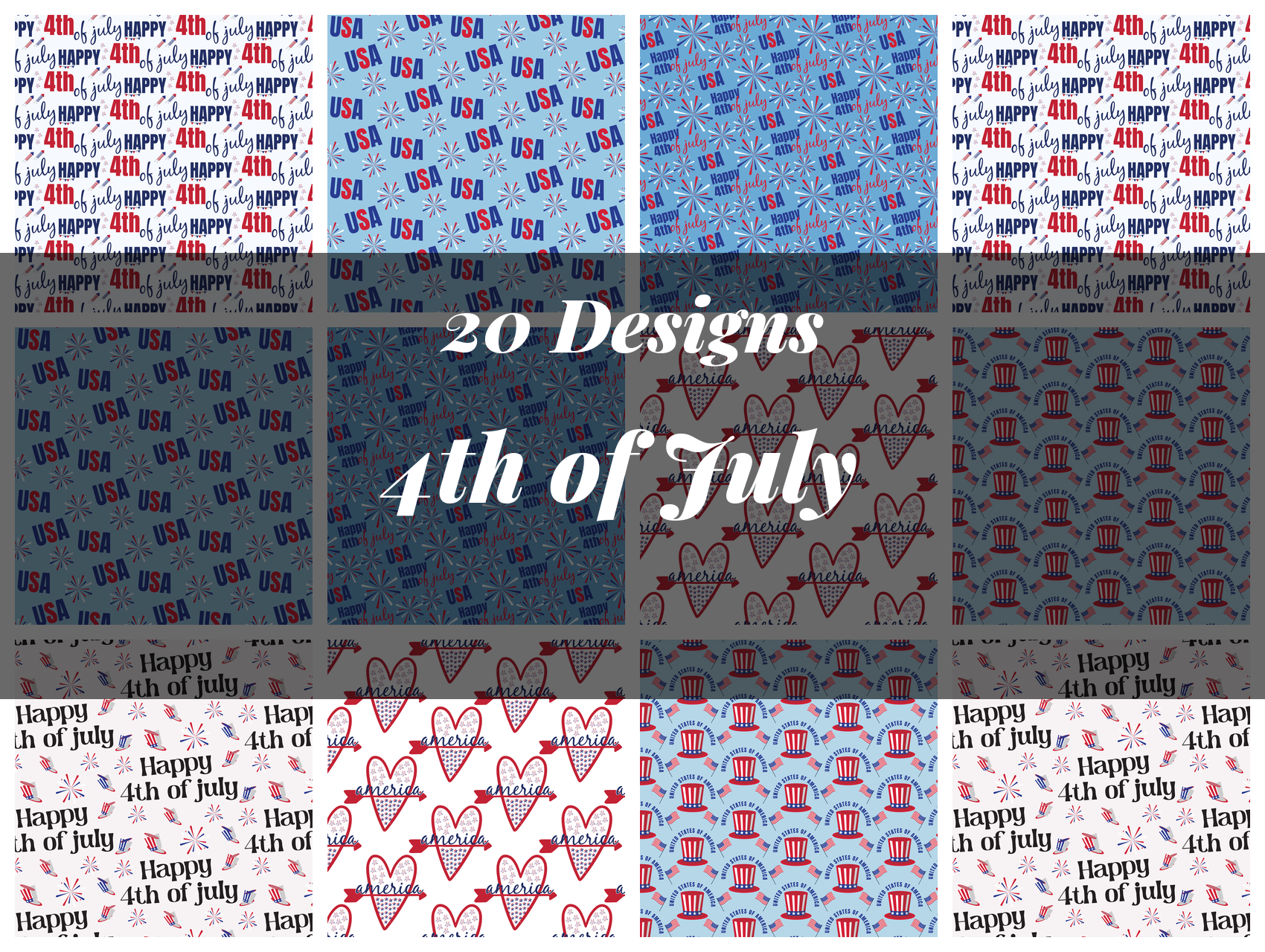 4th of July Seamless Digital Paper - CraftNest - Digital Crafting and Art