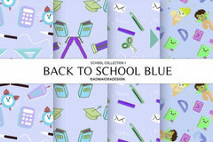 Back to School Blue Digital Paper - CraftNest - Digital Crafting and Art