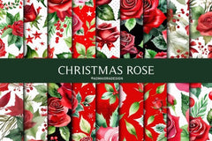 Christmas Roses Seamless Digital Paper - CraftNest - Digital Crafting and Art