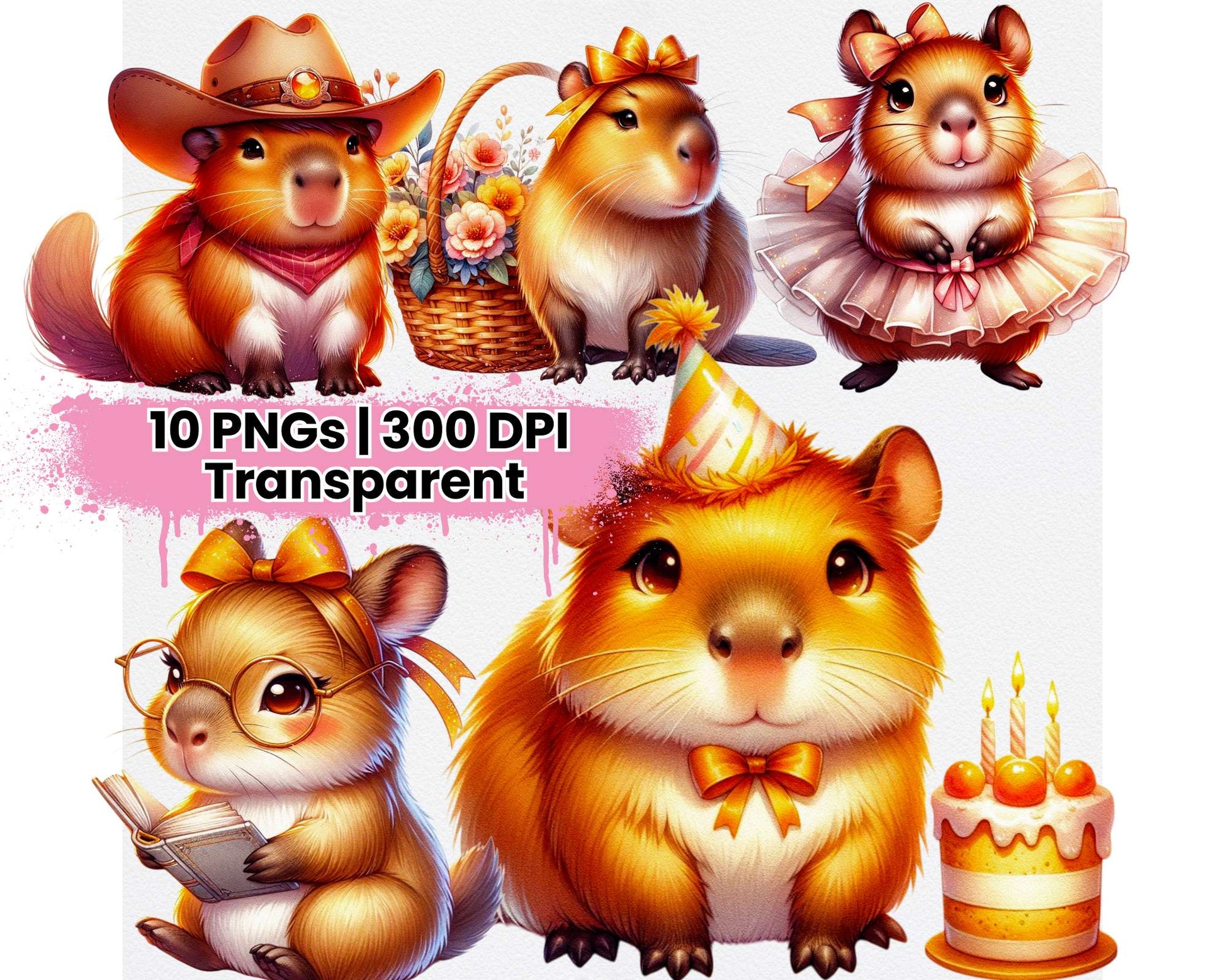Cute Capybara Amber Glow - CraftNest - Digital Crafting and Art