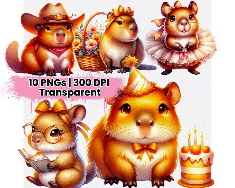 Cute Capybara Amber Glow - CraftNest - Digital Crafting and Art