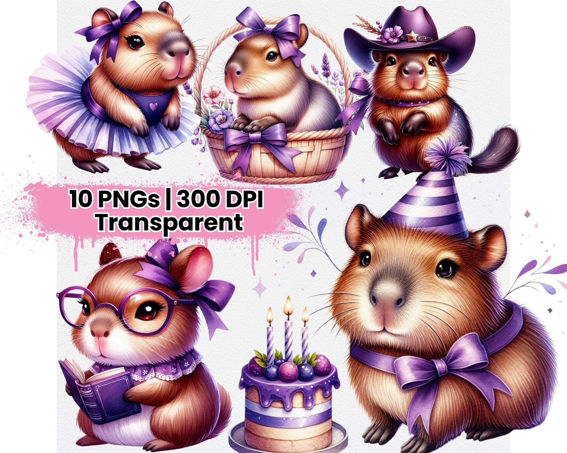 Cute Capybara Midnight Purple - CraftNest - Digital Crafting and Art