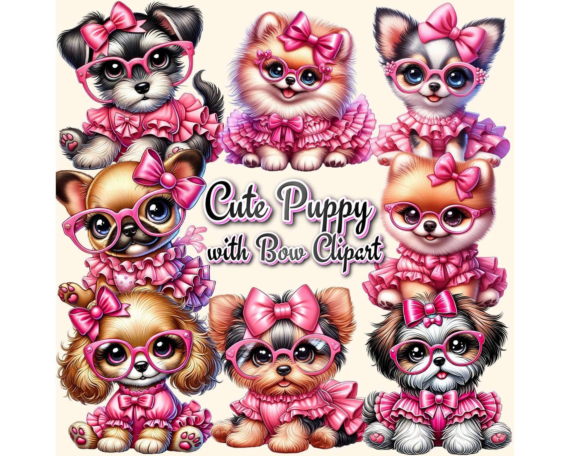 Cute Puppy with Bow - CraftNest - Digital Crafting and Art