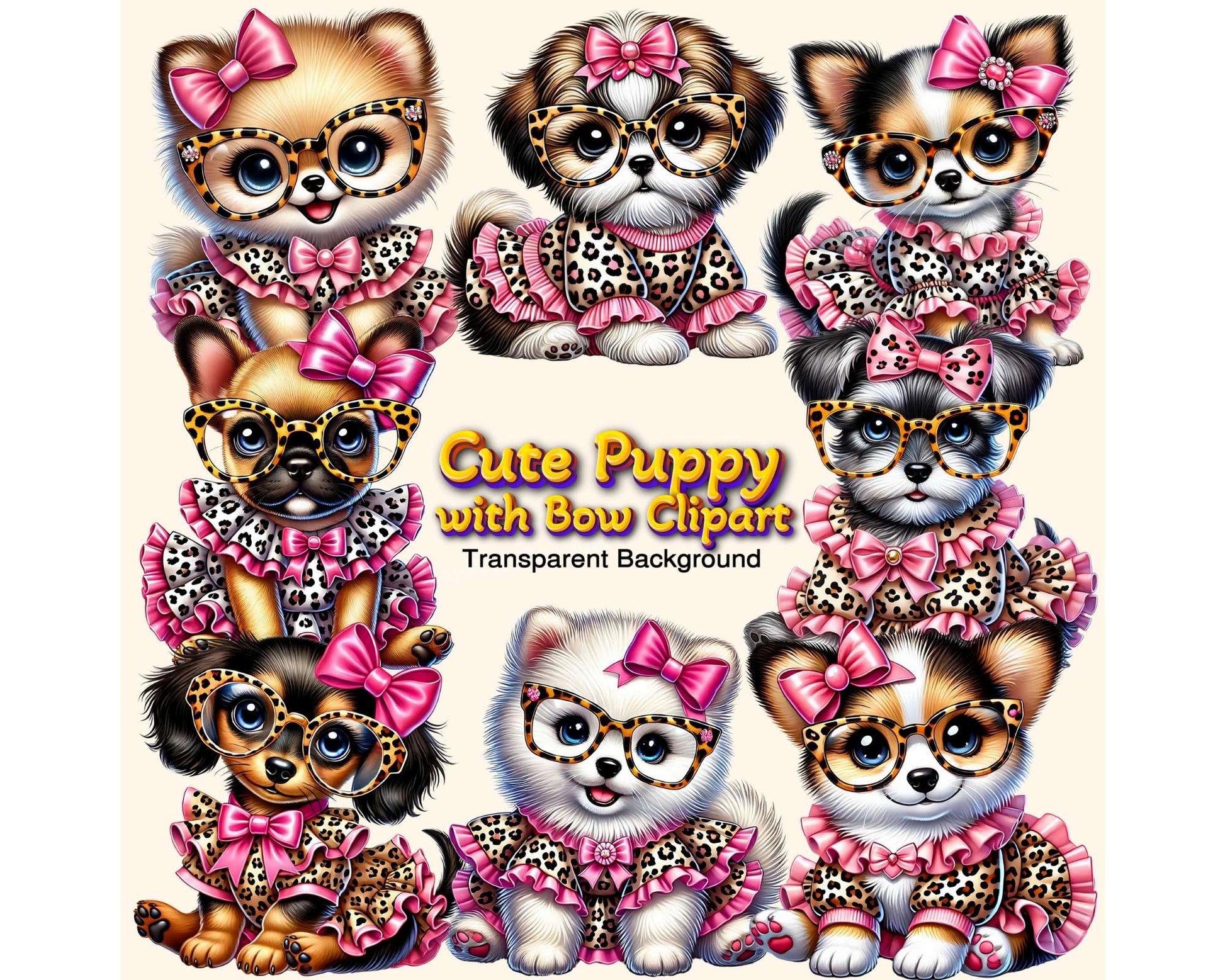 Cute Puppy with Bow 2 - CraftNest - Digital Crafting and Art