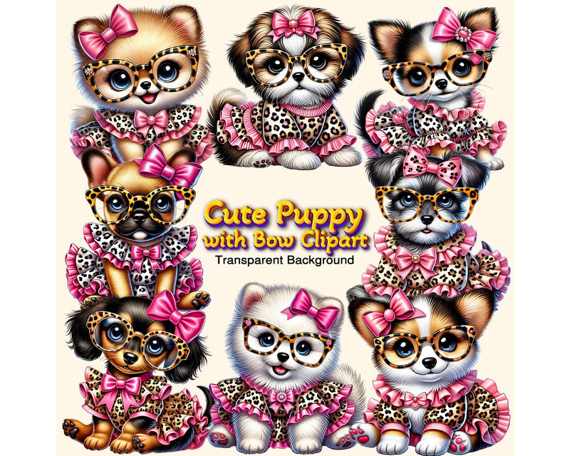 Cute Puppy with Bow 2 - CraftNest - Digital Crafting and Art