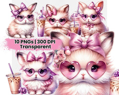 Cute Rabbit with Tropical Flowers and Iced Coffee - CraftNest - Digital Crafting and Art