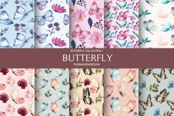 Flower & Butterfly Seamless Digital Paper - CraftNest - Digital Crafting and Art