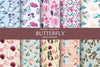 Flower & Butterfly Seamless Digital Paper