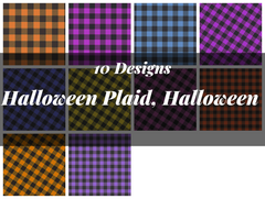 Halloween Plaid Seamless Digital Paper - CraftNest - Digital Crafting and Art