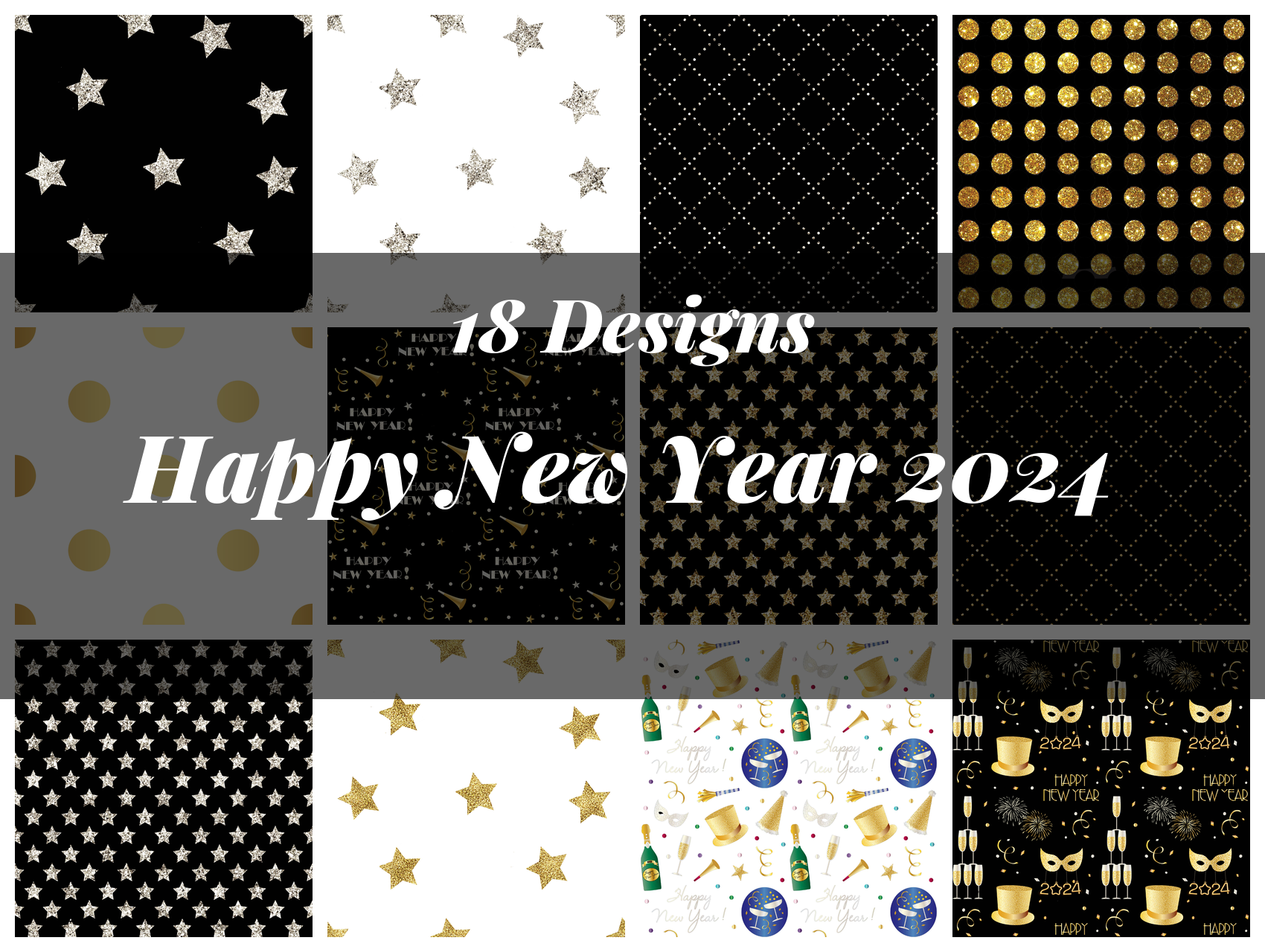 Happy New Year 2024 Seamless Digital Paper - CraftNest - Digital Crafting and Art