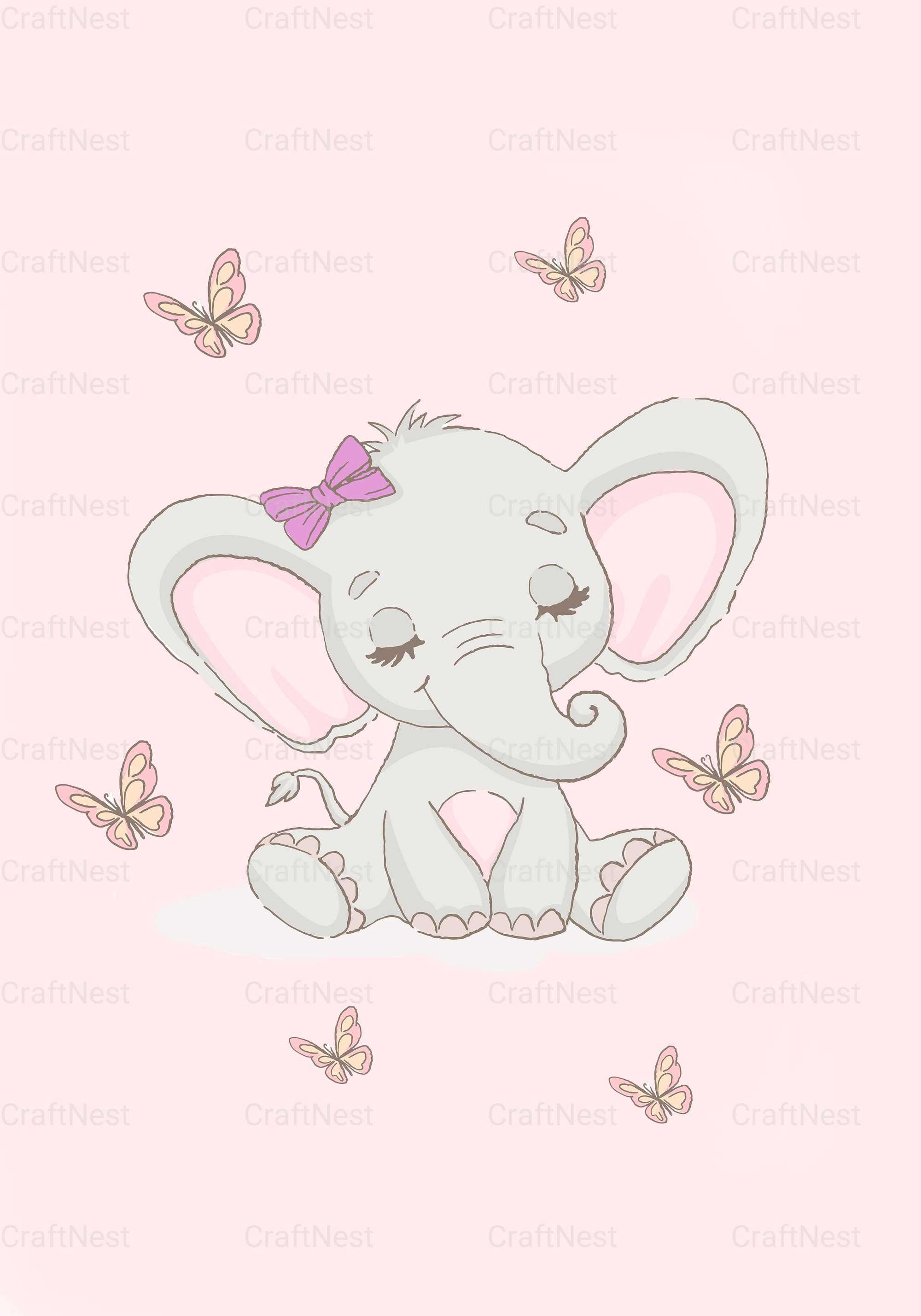 Little Elephant Nursery Wall Art - CraftNest - Digital Crafting and Art