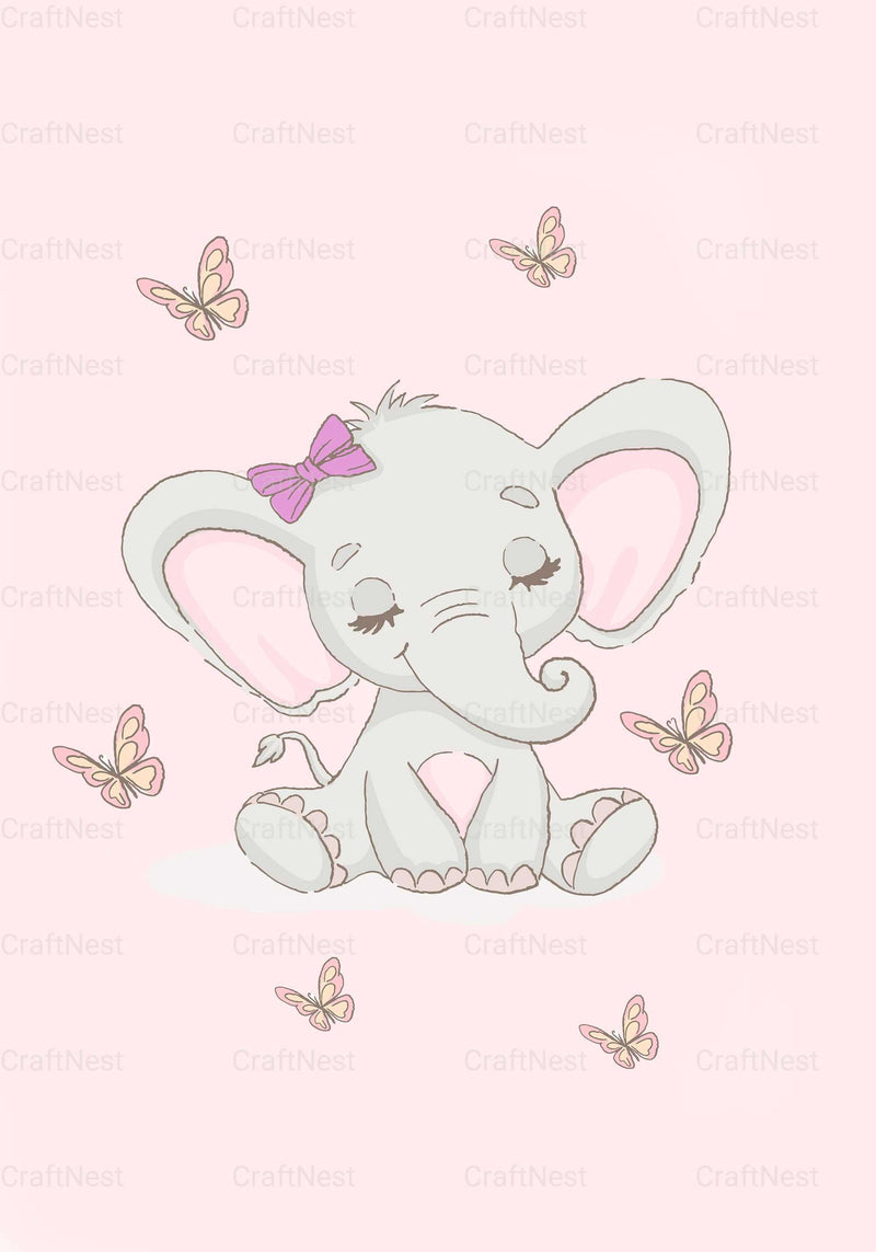 Little Elephant Nursery Wall Art - CraftNest - Digital Crafting and Art
