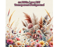 Pink Boho Dried Flowers - CraftNest - Digital Crafting and Art