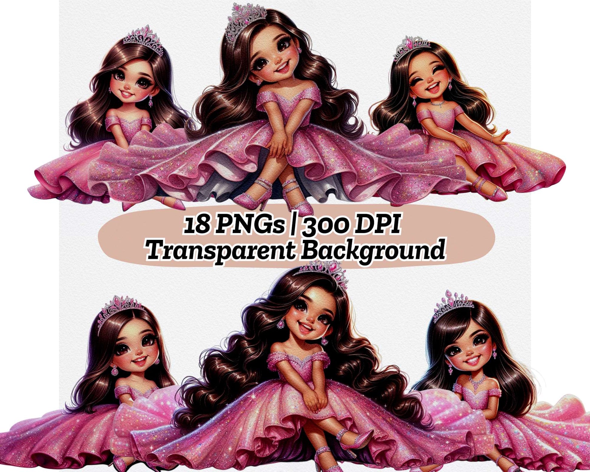 Pink Quinceañera Girl - CraftNest - Digital Crafting and Art