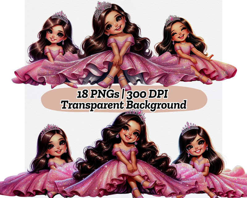 Pink Quinceañera Girl - CraftNest - Digital Crafting and Art