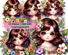 Quirky Girl Kid in Flowers - CraftNest - Digital Crafting and Art