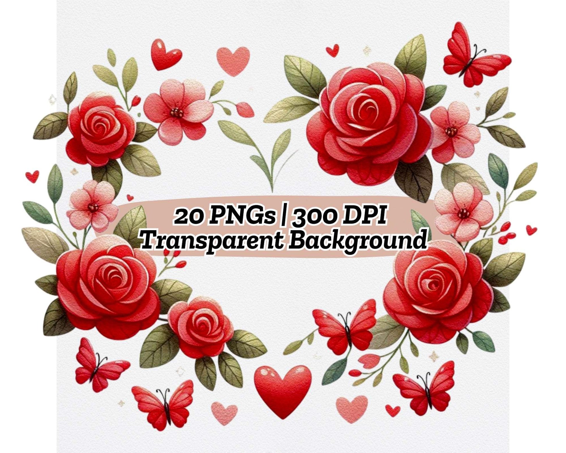 Red Roses and Butterflies - CraftNest - Digital Crafting and Art