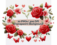 Red Roses and Butterflies - CraftNest - Digital Crafting and Art