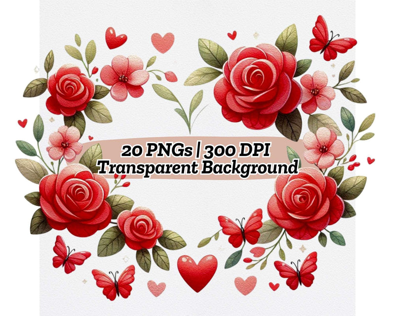 Red Roses and Butterflies - CraftNest - Digital Crafting and Art