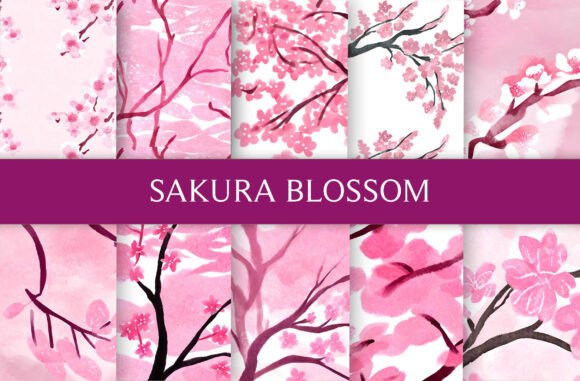 Sakura Blossom Seamless Digital Paper - CraftNest - Digital Crafting and Art