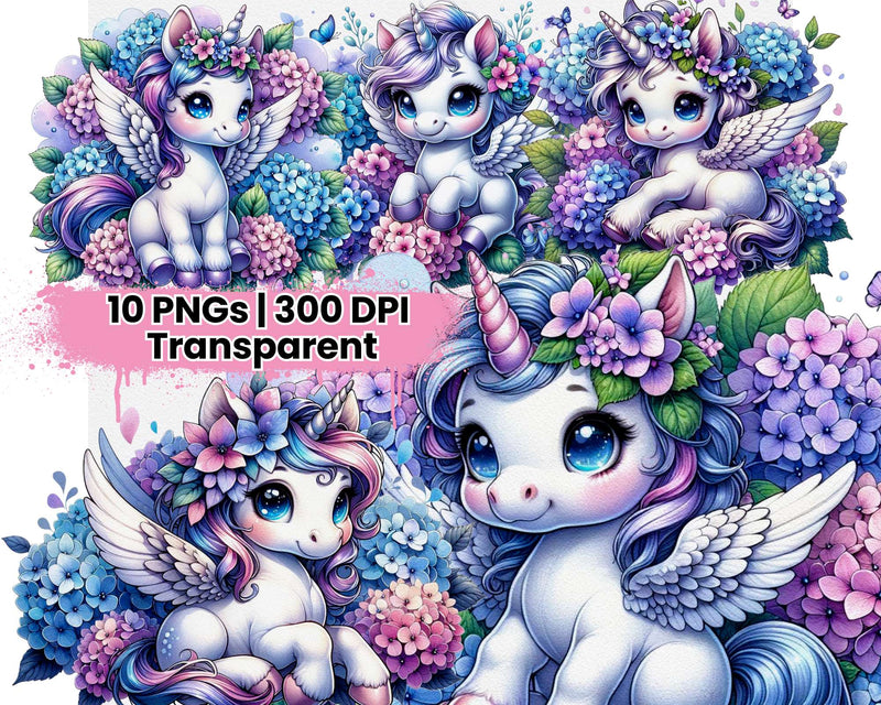 Spring Floral Unicorn Hydrangeas - CraftNest - Digital Crafting and Art
