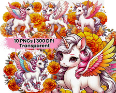Spring Floral Unicorn Marigolds - CraftNest - Digital Crafting and Art