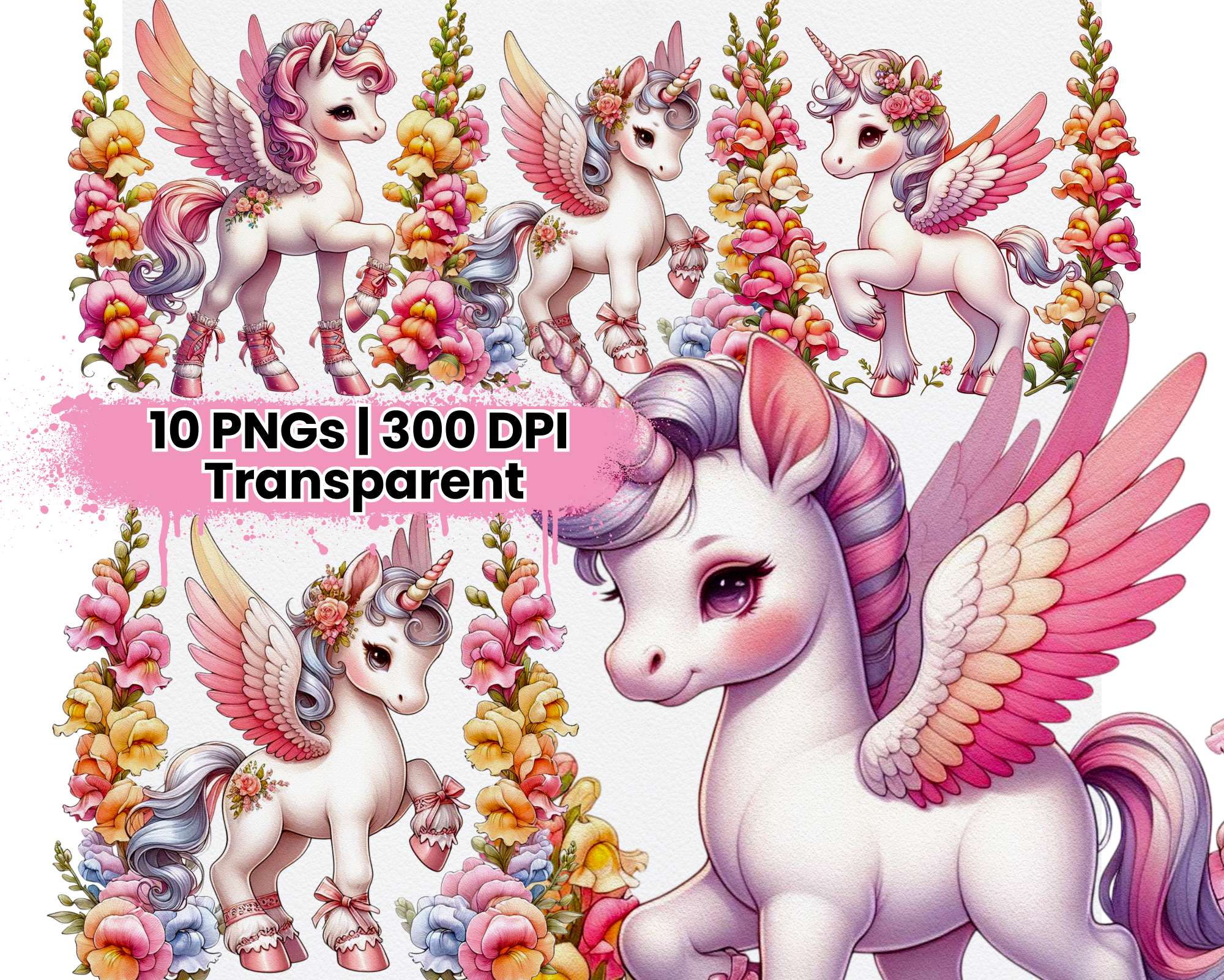 Spring Floral Unicorn Snapdragons - CraftNest - Digital Crafting and Art