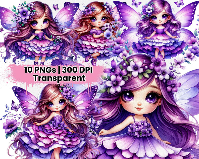Spring Fairies Purple Flowers - CraftNest - Digital Crafting and Art