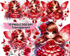 Spring Fairies Red Flowers - CraftNest - Digital Crafting and Art